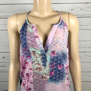 Skies are Blue pink blue mermaid print dress small